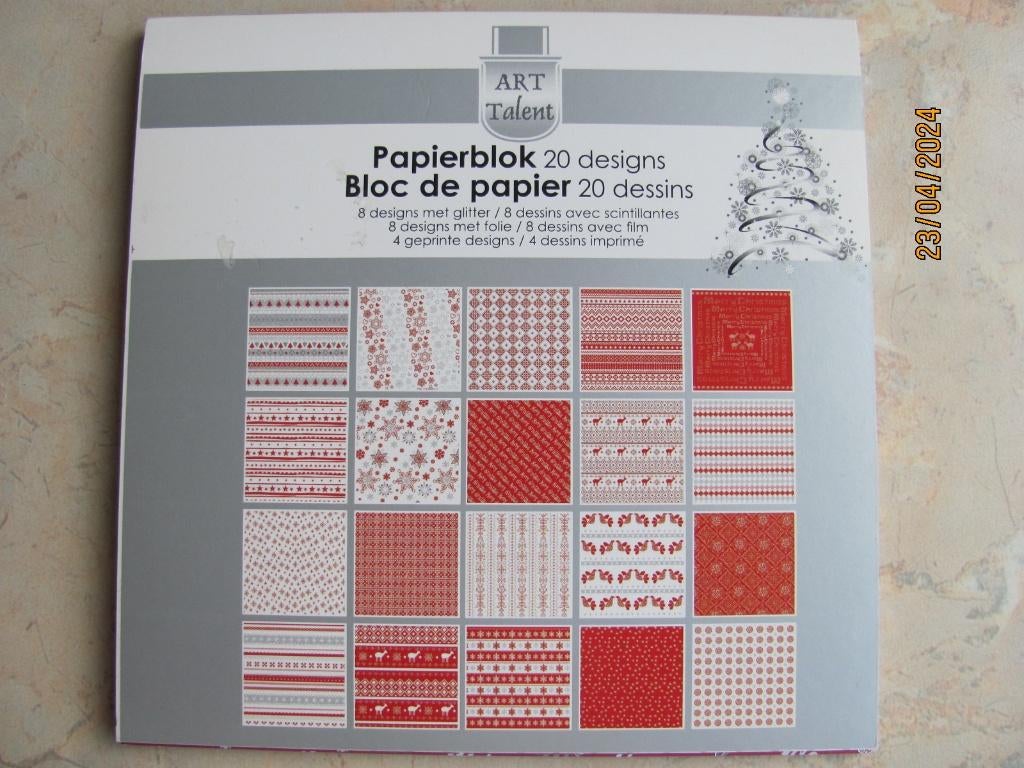 NIEUWSTAAT papier PAPIERBLOK 20 designs paperpad CHRISTMAS, Ophalen of Verzenden, Zo goed als nieuw, Kerst, Overige typen