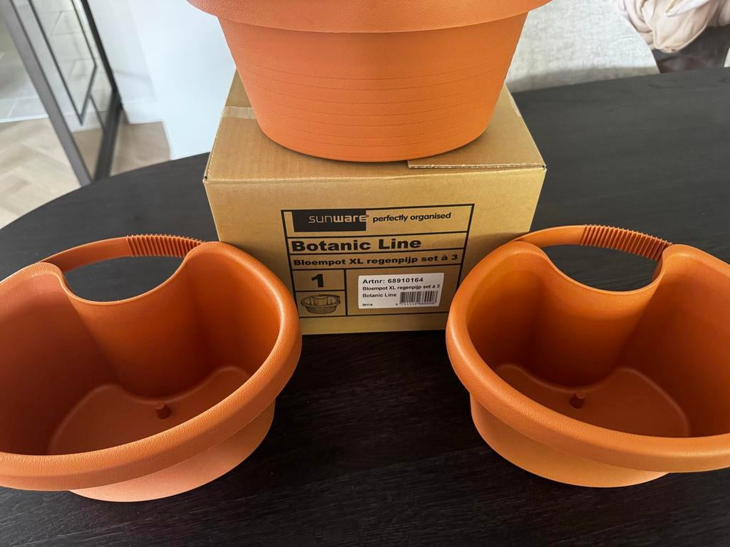 Bloempot regenpijp set van 3, Tuin en Terras, 25 tot 40 cm, Kunststof, Rond, Nieuw