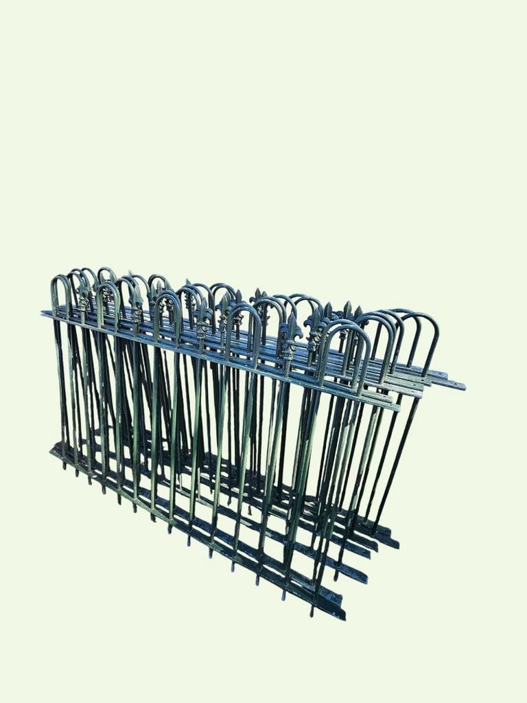 Decoratief ijzeren tuinhekje met Franse lelie, groen, Ophalen, Gebruikt, Onbekend, Tuinhek