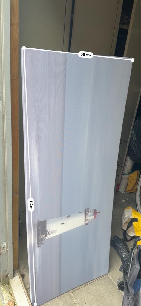 Schilderij met vuurtoren, 1.4m x 56cm, Huis en Inrichting, Woonaccessoires | Schilderijen, Tekeningen en Foto's, Minder dan 50 cm