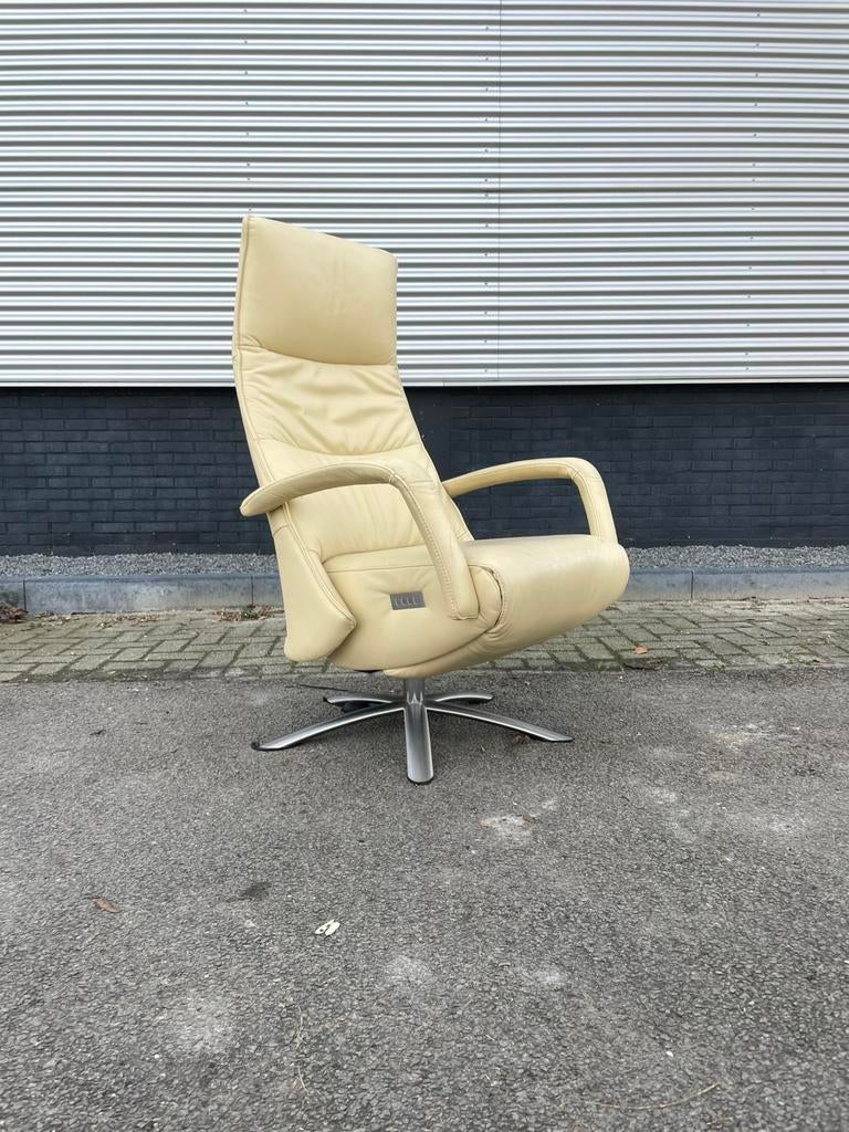 Beige de toekomst twice relax fauteuil / relax stoel, Ophalen, Minder dan 75 cm, Leer, Zo goed als nieuw