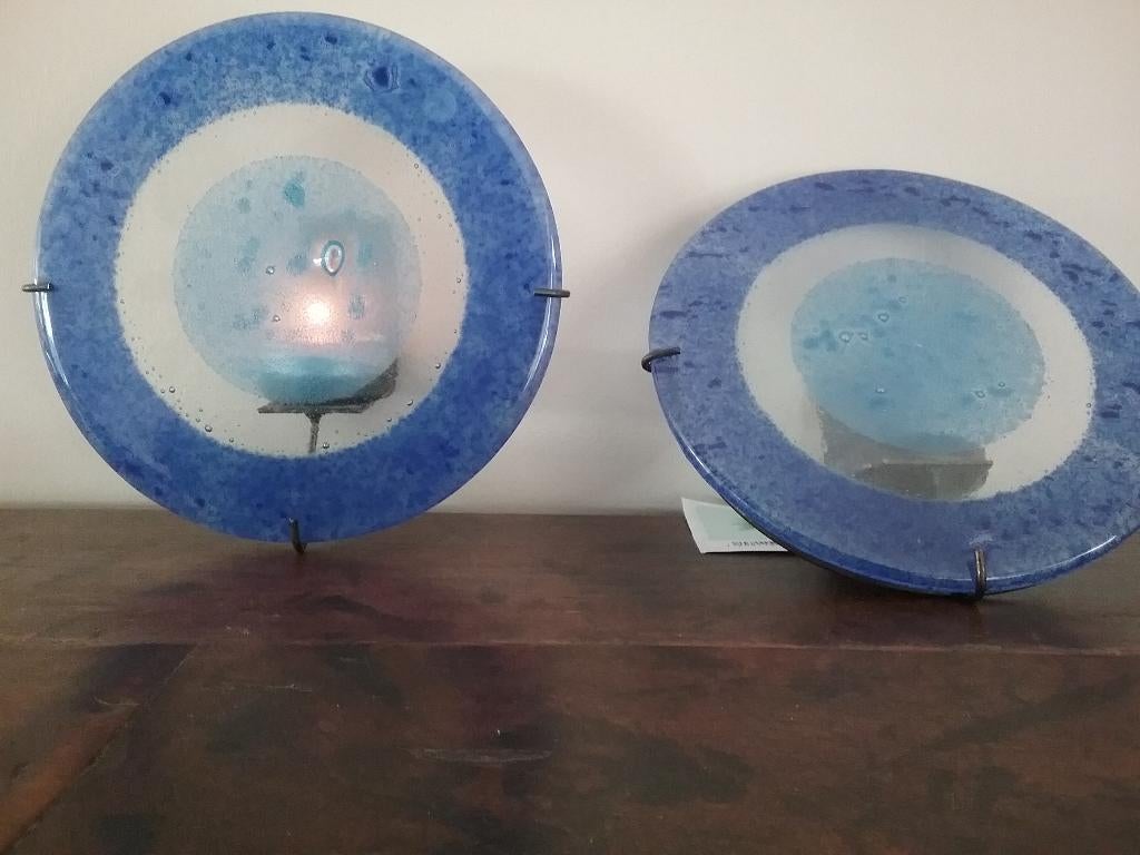 waxinelichtje kaarsenstandaard blauw glas, Ophalen, Overige materialen, Blauw, Nieuw