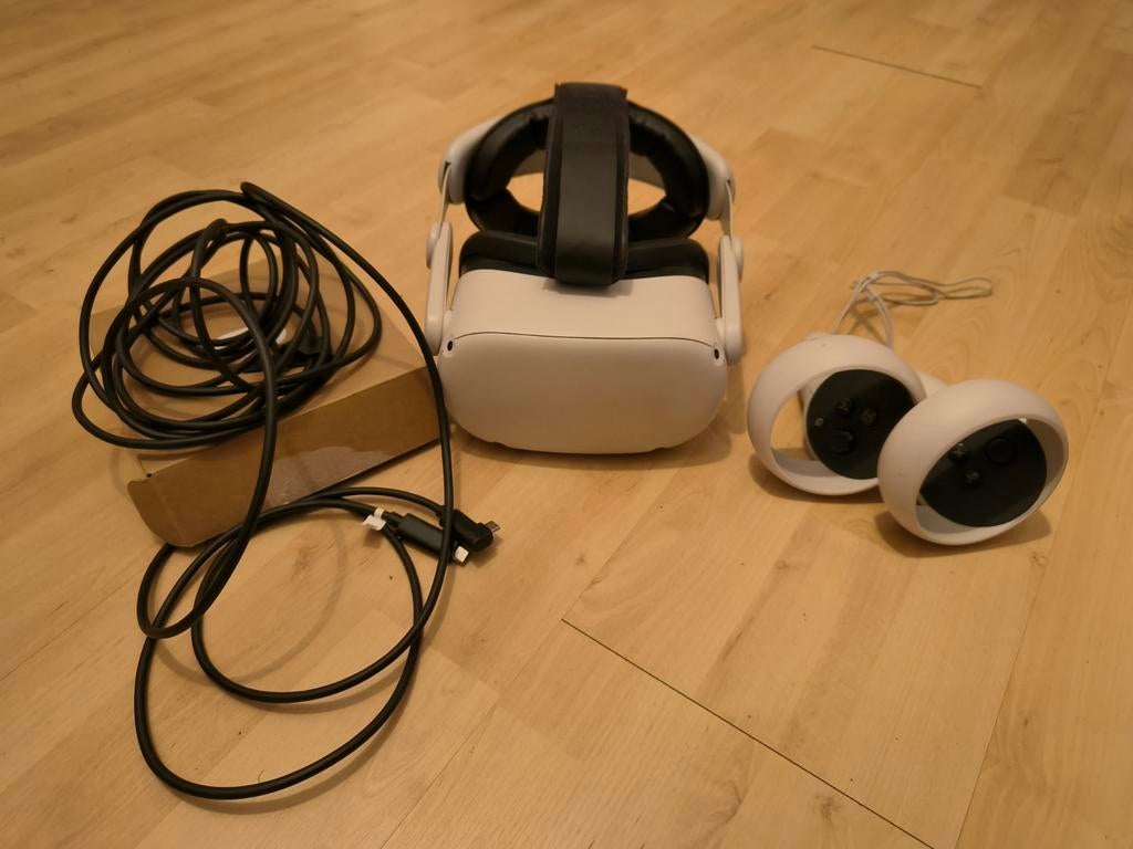Meta Quest 2 128 GB + elite strap + link cable, Ophalen of Verzenden, Zo goed als nieuw, VR-bril, Overige platformen