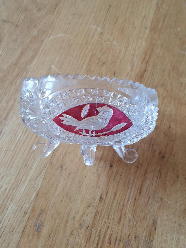 Hofbauer Byrdes Kristallen Schaaltje op pootjes - Robijnrood, Antiek en Kunst, Ophalen