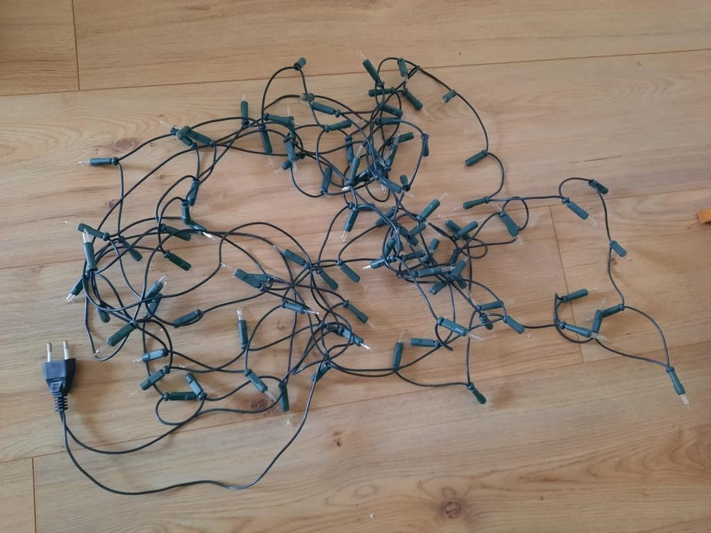 Kerstverlichting warm wit licht, dubbel snoer, ongeveer 2,5m, Ophalen of Verzenden, Zo goed als nieuw