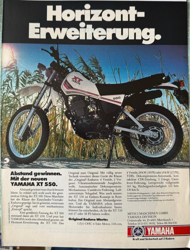 Advertentie Yamaha XT550, Verzenden, Zo goed als nieuw, Motoren
