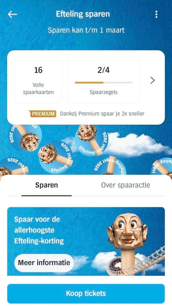 Efteling AH actie volle spaarkaarten, Tickets en Kaartjes