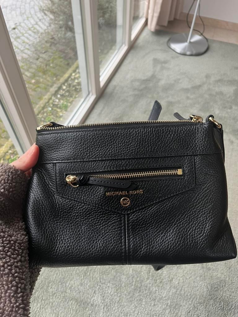 Michael Kors Warren Medium crossbodytas van leer, Ophalen, Nieuw, Zwart, Handtas