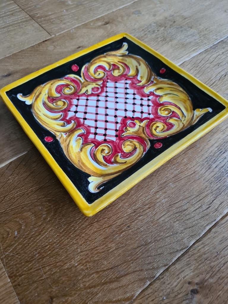 Vierkant handbeschilderd Spaans bord., Ophalen of Verzenden