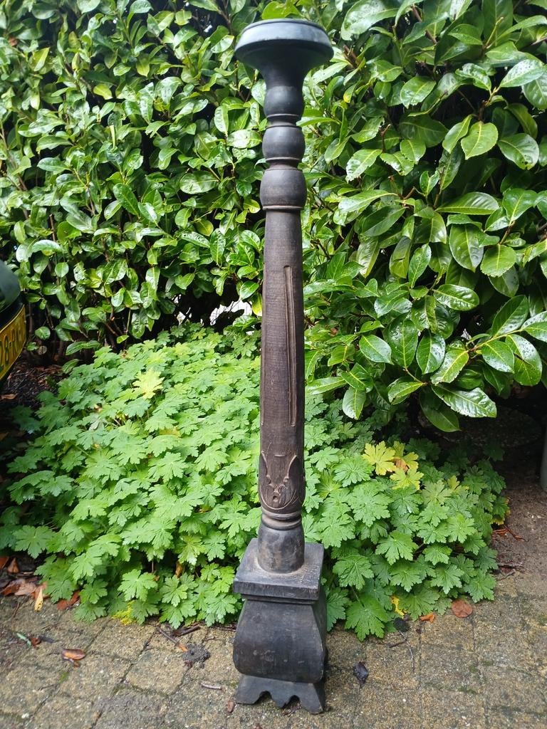 Prachtige, grote houten bewerkte kandelaar, donkerbruin, Ophalen