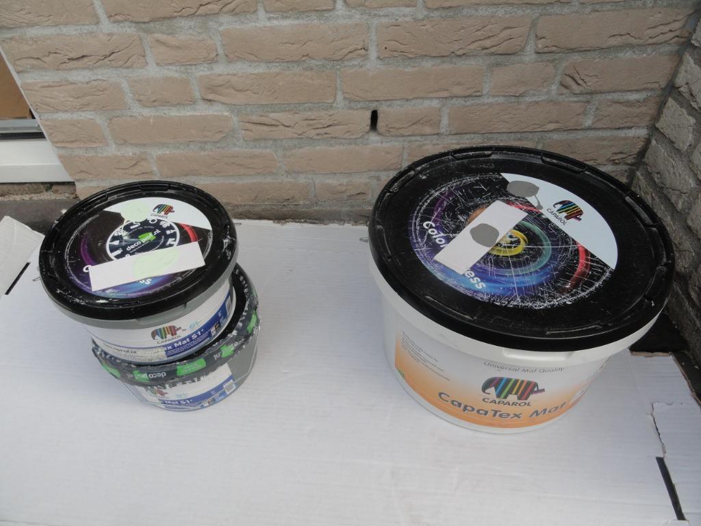 CAPAROL CAPATEXMAT MUURVERF GRIJS EN GROEN, Doe-het-zelf en Verbouw, Verf, Beits en Lak, 5 tot 10 liter, Nieuw, Ophalen of Verzenden
