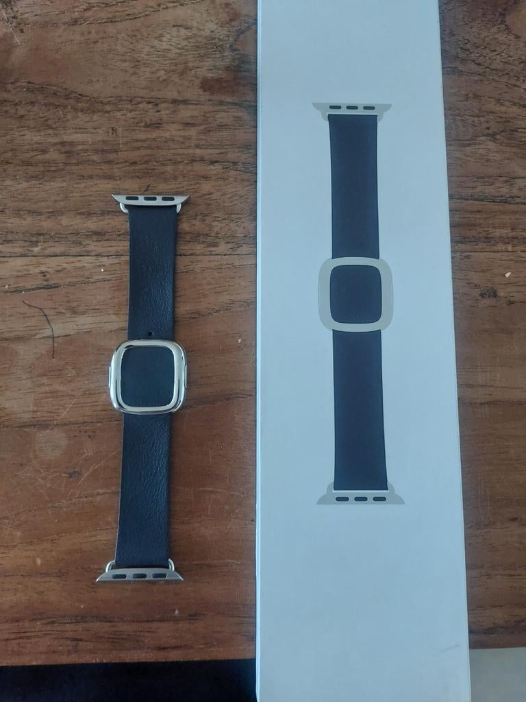 Apple watch horlogeband leer 41mm midnight modern buckle am, Ophalen of Verzenden, Nieuw, Zwart, IOS