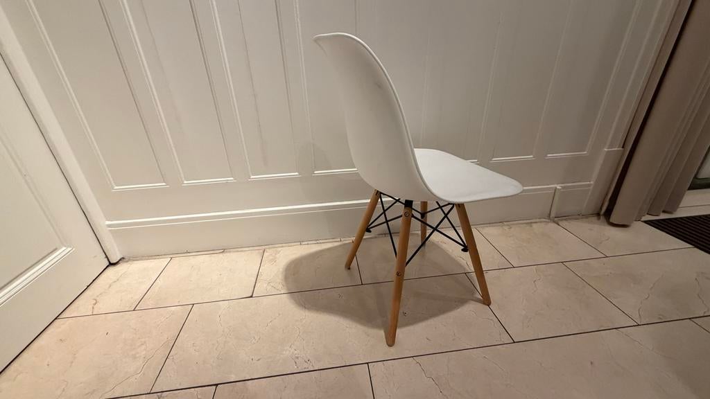 6 Design Stoelen - Wit - Setprijs!, Ophalen, Hout, Wit, Zo goed als nieuw