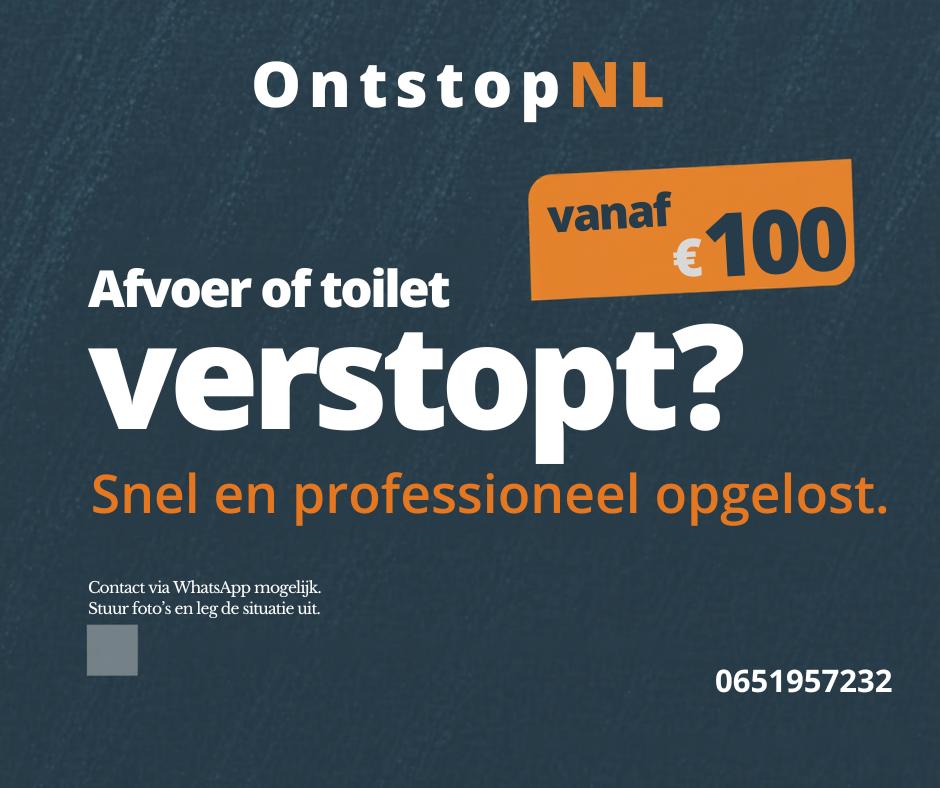 Afvoer of wc verstopt? Direct hulp  vanaf €100,-, Diensten en Vakmensen, Loodgieters en Installateurs, 24-uursservice, Onderhoud