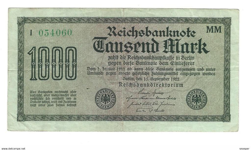 berlin 1000 mark 15/9/1923 76g, Postzegels en Munten, Bankbiljetten | Europa | Niet-Eurobiljetten, Ophalen of Verzenden, Duitsland