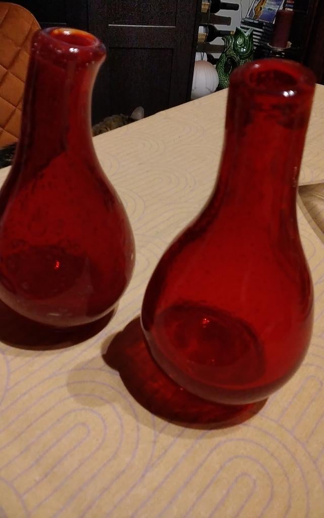 2 Fidrio vazen glas handgeblazen, Overige kleuren, Ophalen of Verzenden, Minder dan 50 cm, Glas