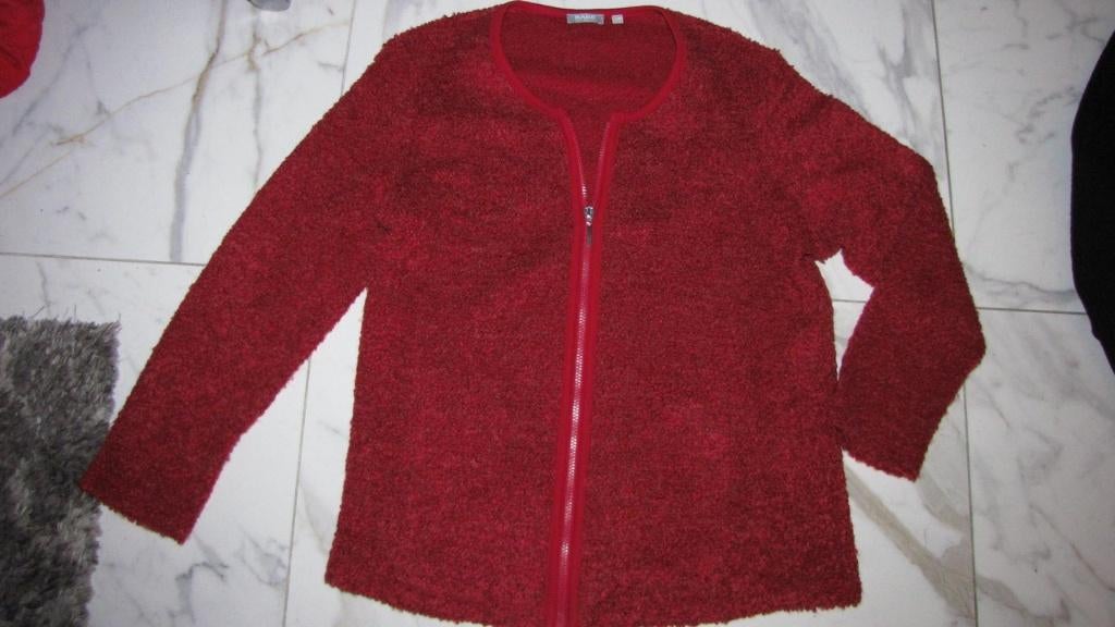 46 RABE bouclé vest steenrood, Ophalen of Verzenden, Zo goed als nieuw, Maat 46/48 (XL) of groter, Rood