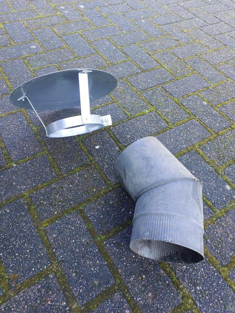 Kachelpijp set: Regenkap, bocht, dubbelwandig, Ophalen, Gebruikt, Kachel, Minder dan 60 cm