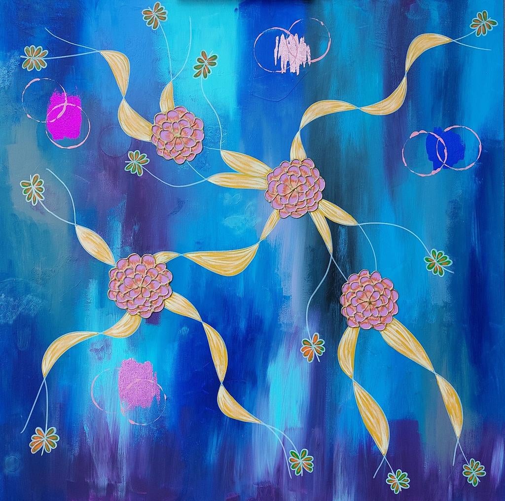 Daisy Dreams - Acryl Schilderij 90x90 cm, Ophalen
