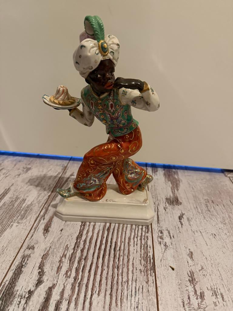 Art Nouveau Moor Beeldje - Schwarzburger Werkstätten, Antiek en Kunst, Antiek | Porselein, Ophalen of Verzenden