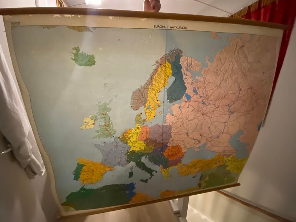 Schoolkaart van Europa, Antiek en Kunst, Antiek | Schoolplaten, Ophalen of Verzenden, Aardrijkskunde