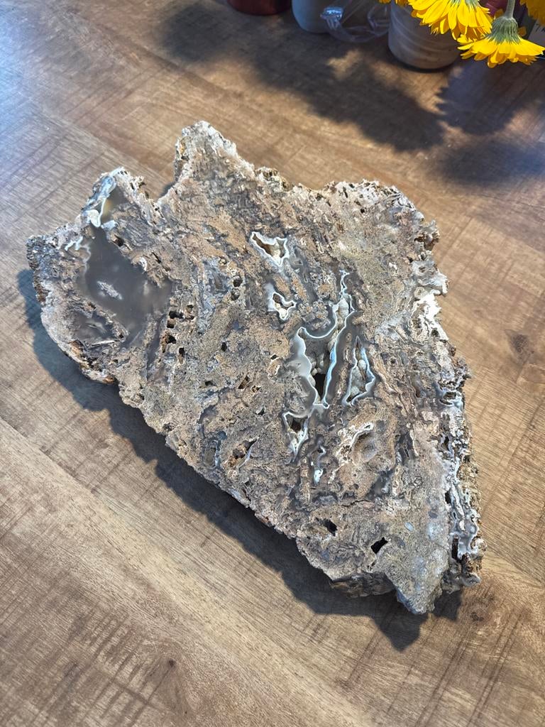 Chalcedoon Plak met Agaat, Verzamelen, Mineralen en Fossielen, Ophalen of Verzenden, Mineraal