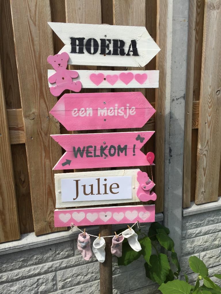 GEBOORTEBORD WEGWIJZER BORD meisje 3d BEERTJES huren baby, Kinderen en Baby's, Kraamcadeaus en Geboorteborden, Zo goed als nieuw