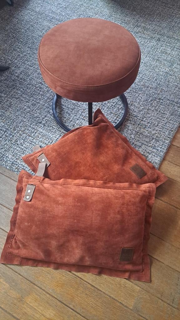 voetenbankje  en kussens van Knit Factory, Ophalen of Verzenden, Zo goed als nieuw, Vierkant