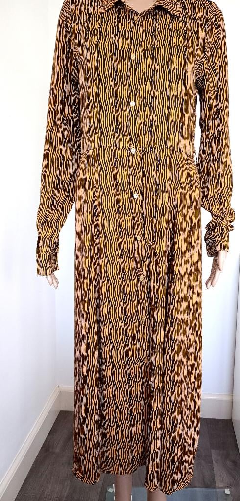 jurk Just b Hobell  S oker zwart, Kleding | Dames, Ophalen of Verzenden, Zo goed als nieuw, Zwart, Onder de knie