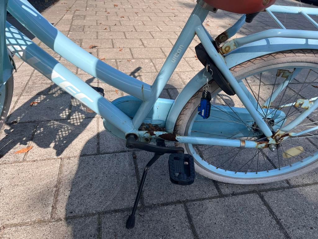 Blauwe stadsfiets met krat - Gebruikt, 50 tot 53 cm, Ophalen, Gebruikt, Overige merken