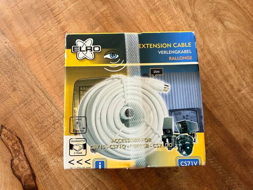 Elro CS71V Verlengingskabel 25m voor Beveiligingscamera, Ophalen, Nieuw, 10 meter of meer, Overige kabels