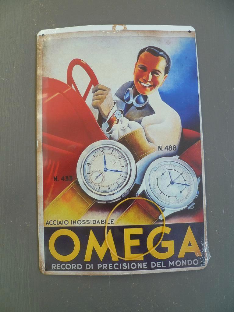 Reclamebord blik Omega 20 cm  x 30 cm, Verzamelen, Merken en Reclamevoorwerpen, Ophalen of Verzenden, Nieuw, Reclamebord