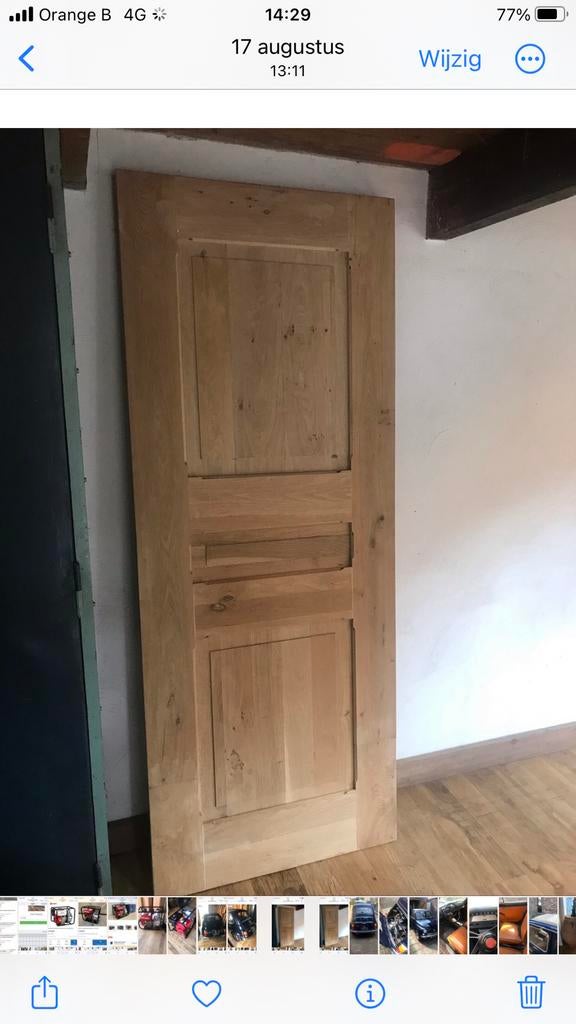 Massief eiken binnen deuren en schuifdeur, Binnendeur, Ophalen of Verzenden, Zo goed als nieuw, Schuifdeur