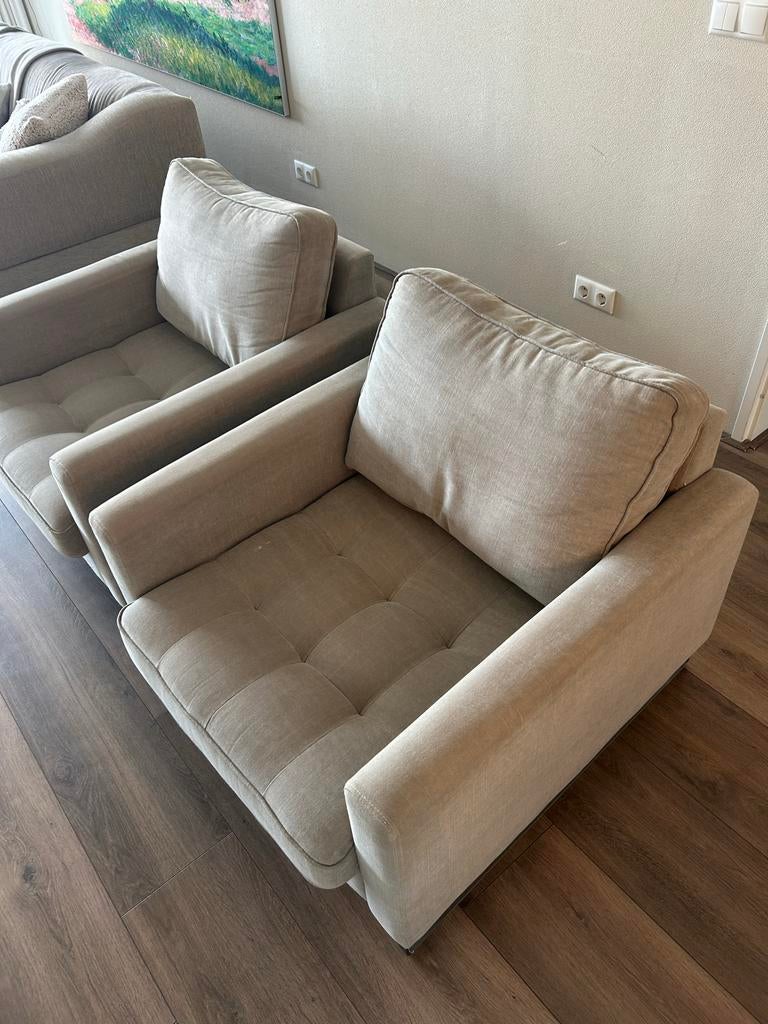 Twee Riviera Maison stoelen grijs/groen, Ophalen, Gebruikt, Twee, Overige kleuren