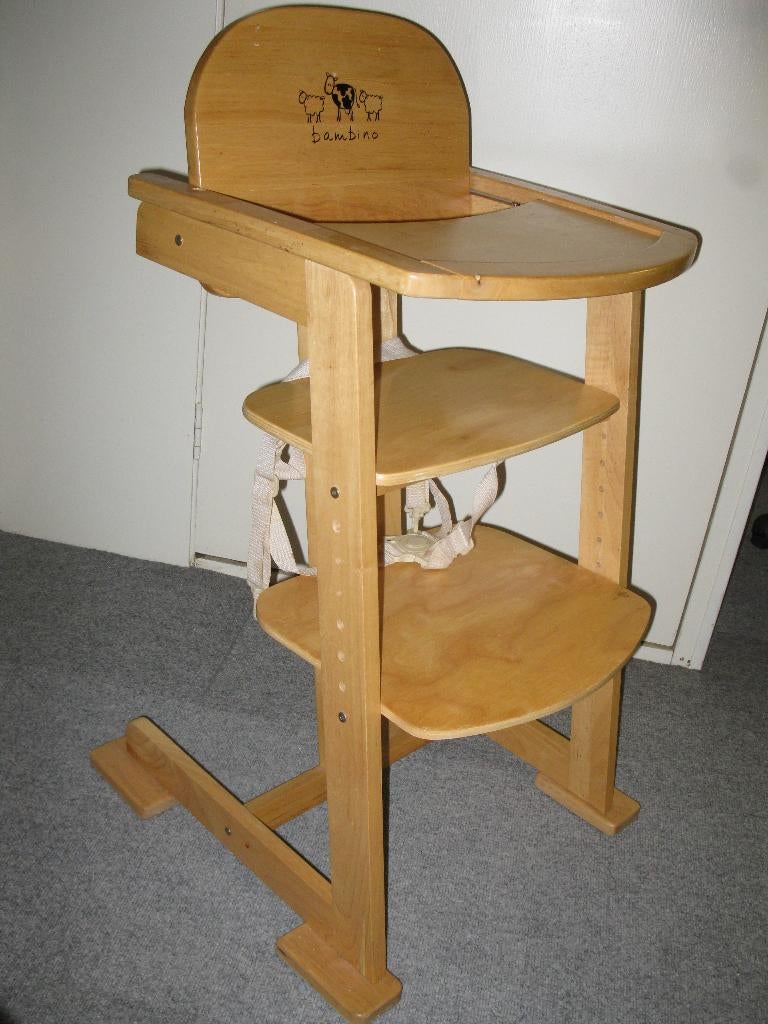 Beukenhouten Kinderstoel Bambino, Kinderen en Baby's, Ophalen of Verzenden, Gebruikt, Meegroeistoel, Gordel(s)