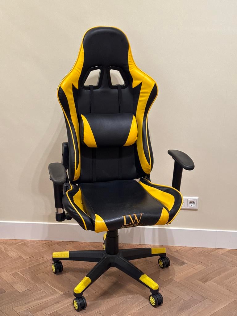 Zwart-gele gaming bureaustoel, Ophalen, Gebruikt, Zwart, Gaming bureaustoel