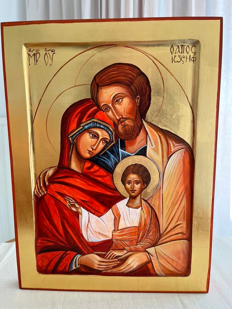 Exclusieve handgeschilderde icoon Heilige Familie, Antiek en Kunst, Antiek | Religie, Ophalen
