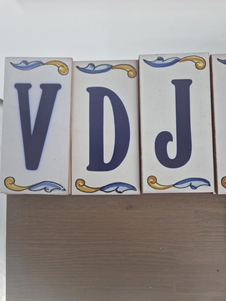 Vintage Spaanse Keramische Huisnummer / Naam Tegels, Ophalen of Verzenden