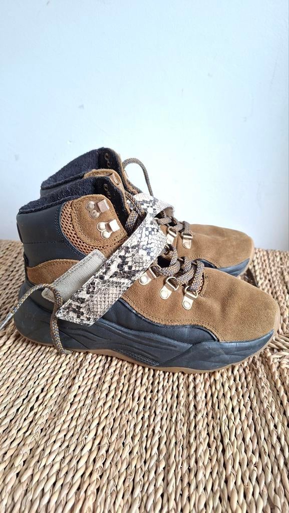 Maison Scotch sneakers bruin met slangenprint, Ophalen of Verzenden