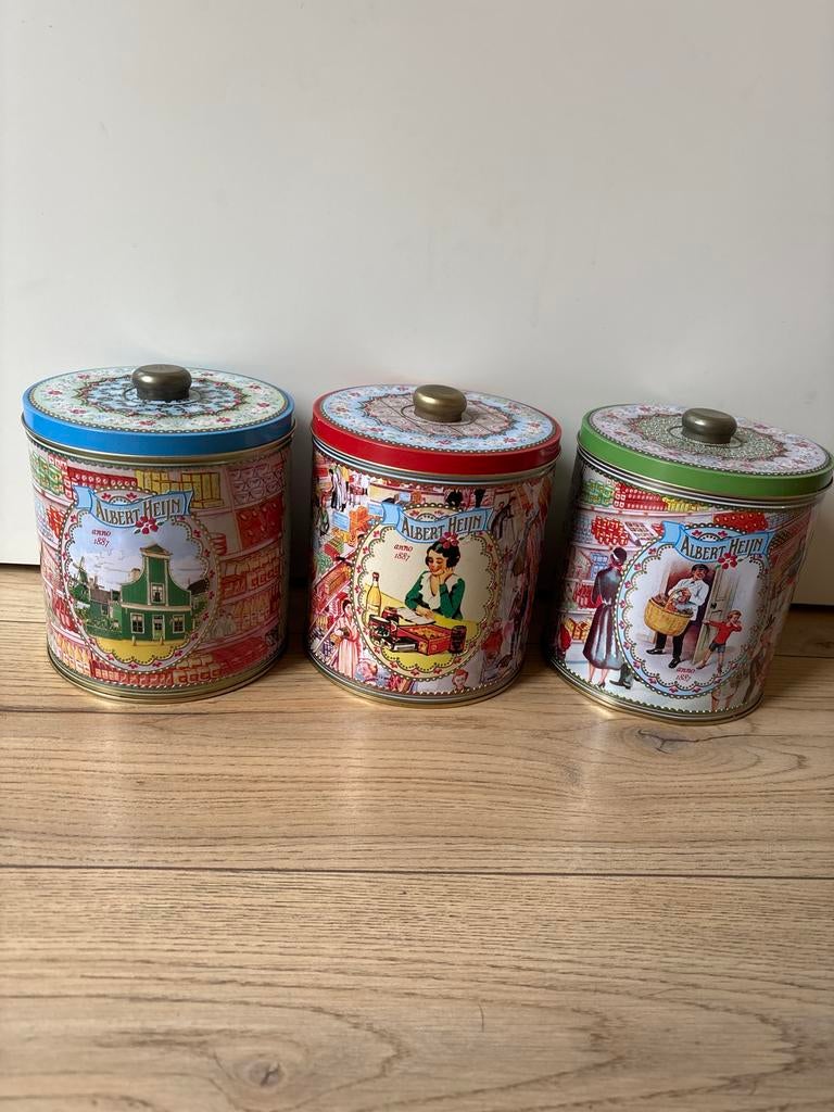 Nostalgische blikken Albert Heijn 3x, Ophalen of Verzenden, Gebruikt, Overige, Overige merken