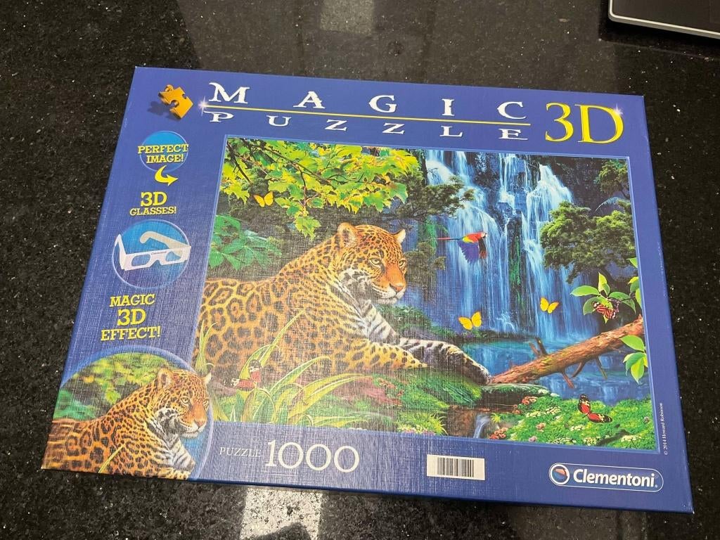 Clementoni 3D puzzel – jaguar, 1008 stukjes incl. 3D bril., Ophalen of Verzenden, 500 t/m 1500 stukjes, Zo goed als nieuw, Rubik's of 3D-puzzel
