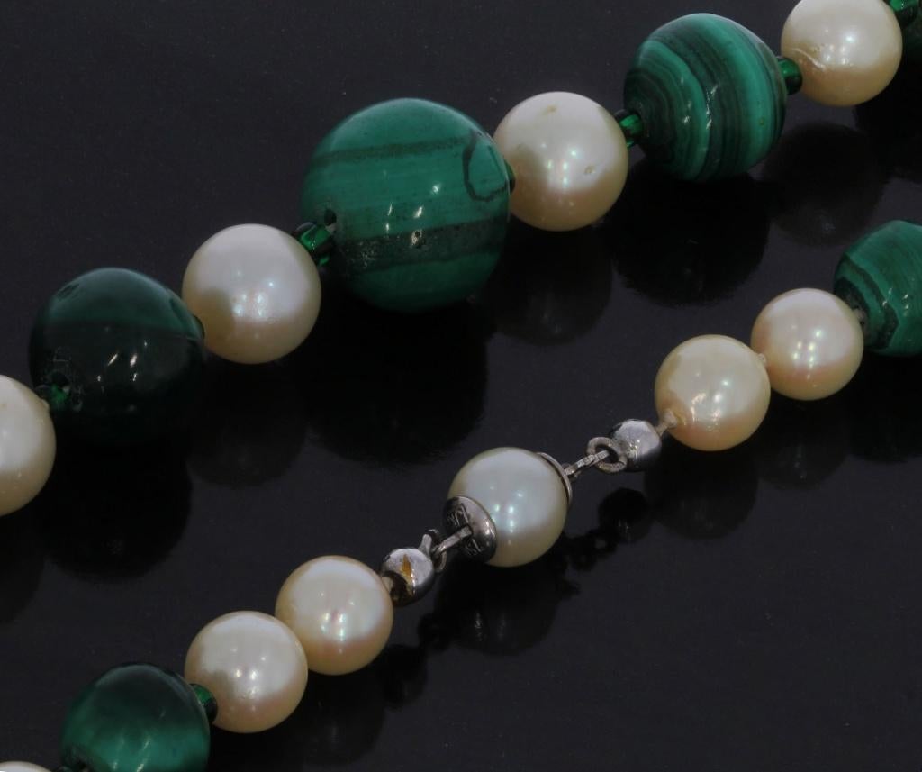 Malachiet parel edelsteen ketting 18k slot goud vintage dame, Sieraden, Tassen en Uiterlijk, Antieke sieraden, Verzenden, Goud