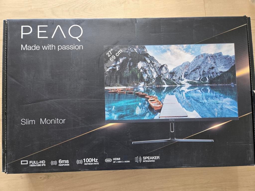 PEAQ Slim Monitor 27 inch Full HD IPS 100Hz, Computers en Software, Monitoren, PEAQ, Full HD, Ophalen of Verzenden, Zo goed als nieuw
