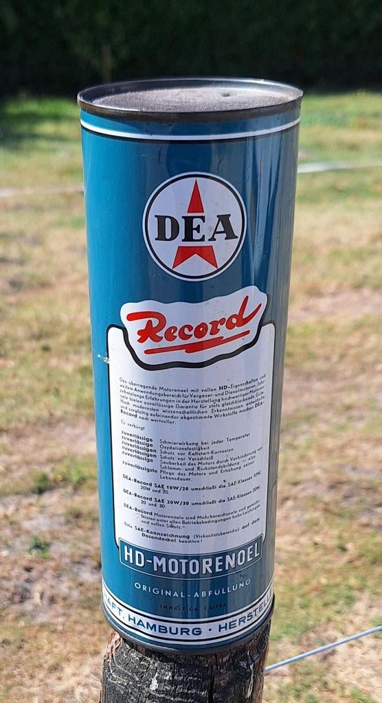 Vintage olieblik van DEA Record HD Motoröl️, motorolie️️⛽️, Ophalen of Verzenden, Gebruikt, Overige