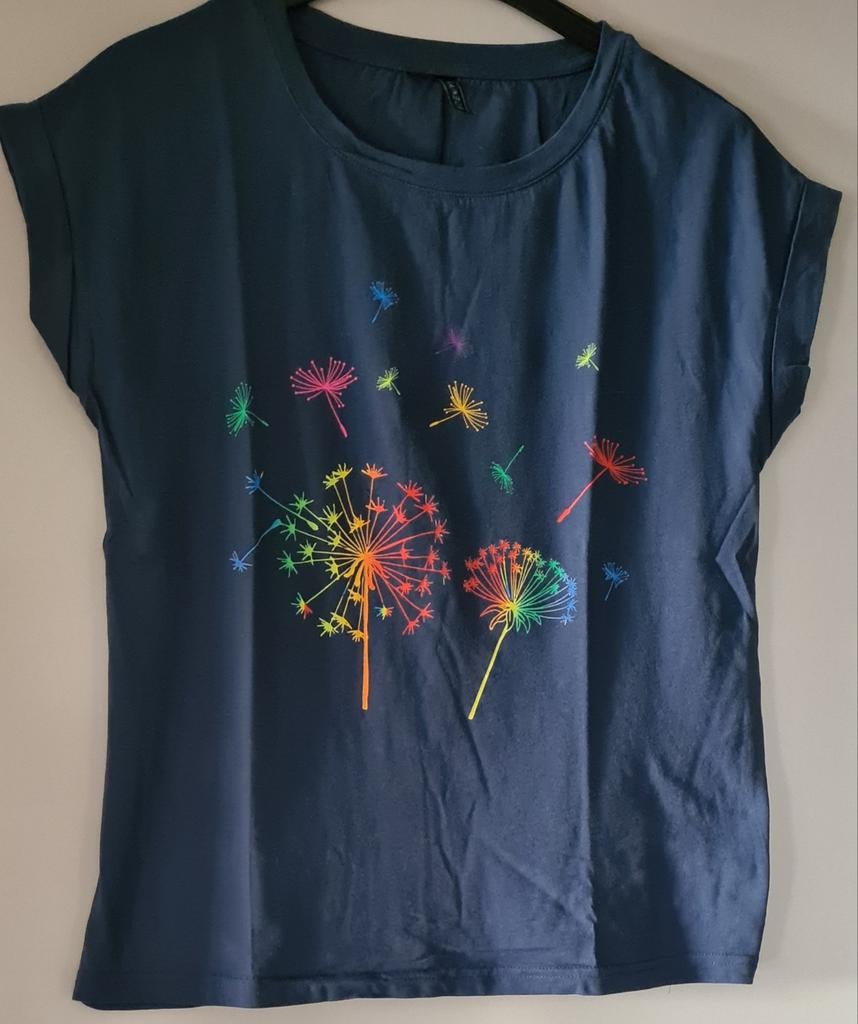 Blauw shirt met bloemenprint maat M, Ophalen of Verzenden