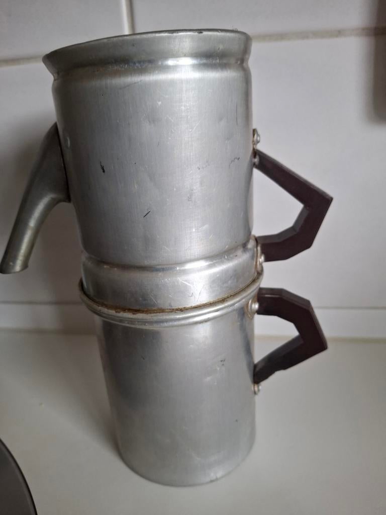 Vintage cucumella Aluminium Koffiepot - Italiaans Design, Ophalen of Verzenden, Gebruikt