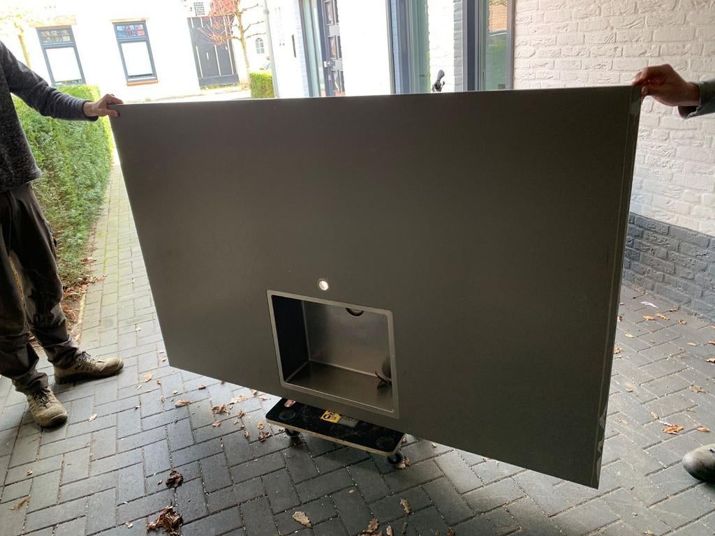 Composiet keukenwerkblad met rvs wasbak, Ophalen, 100 tot 150 cm, Zo goed als nieuw, Minder dan 25 cm