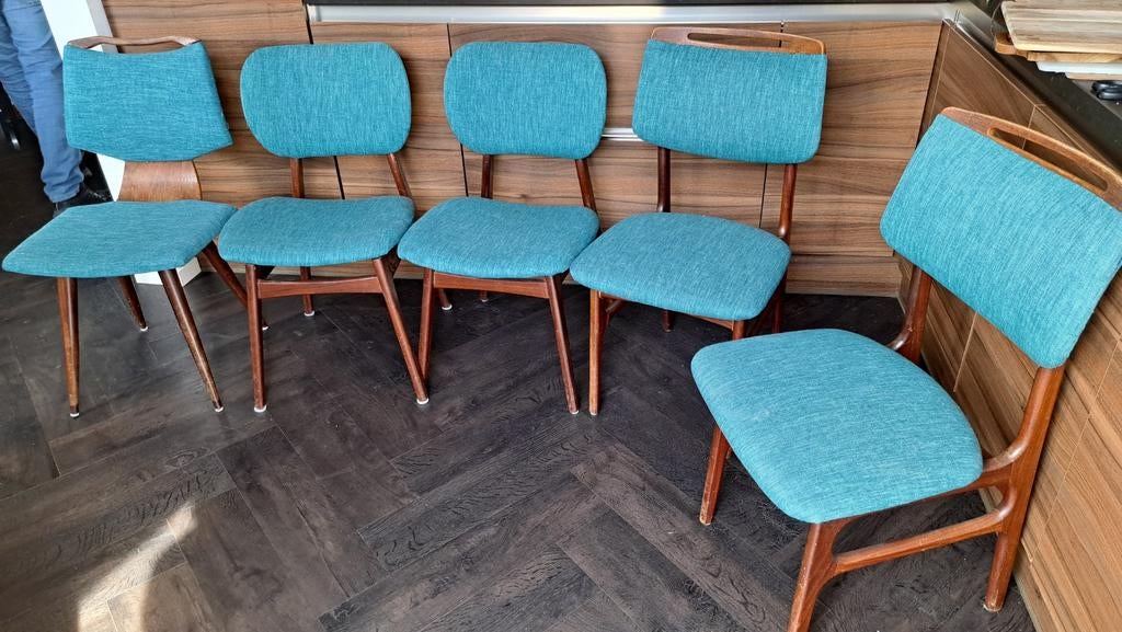 5 vintage stoelen in gebruikte staat, Ophalen, Gebruikt, Vintage, Stof
