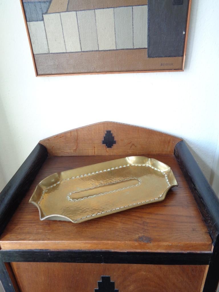 Art Nouveau dienblad gehamerd koper, Ophalen of Verzenden