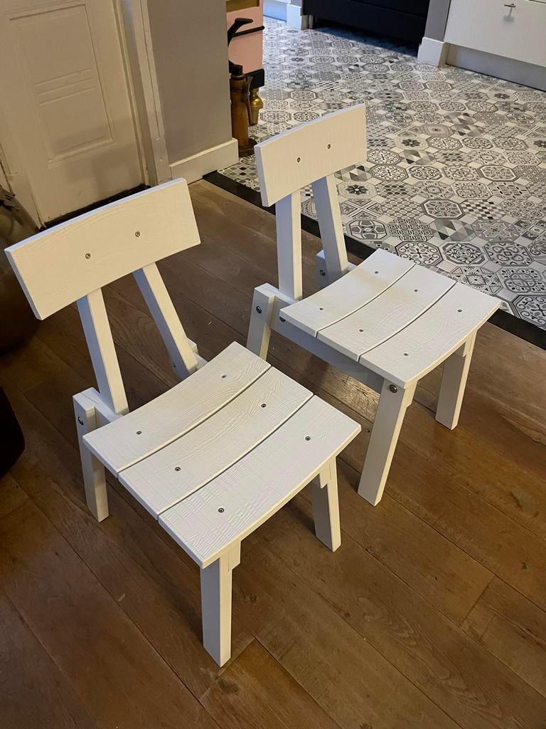 Piet Hein Eek x IKEA Eetkamerstoel - Wit Krijtverf (12x), Huis en Inrichting, Stoelen, Ophalen, Wit, Zo goed als nieuw, Vijf, Zes of meer stoelen